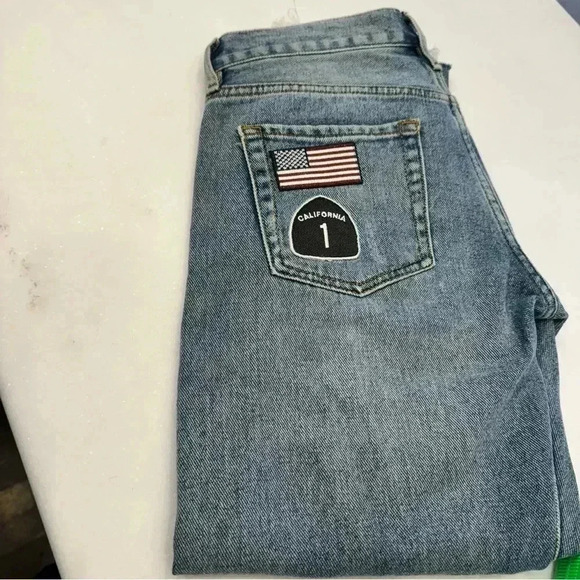 Pacsun patched girlfriend jeans, patches, distressed, raw hem. Size 24 - Picture 10 of 16
